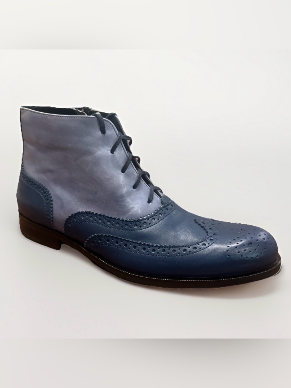Girotti Mens Leather Brogue Ankle Boots Size 11 EUR 44 Navy Handmade Italy NWOT